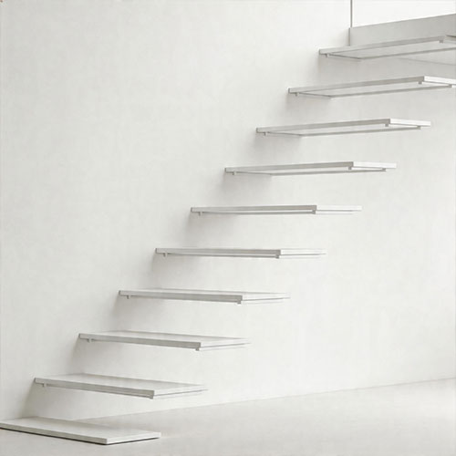 Ultra-Slim Profile Steel Cantilevered Stairs for Tiny Spaces