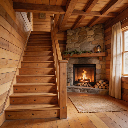 Reclaimed Antique Pine Treads for Rustic Interiors